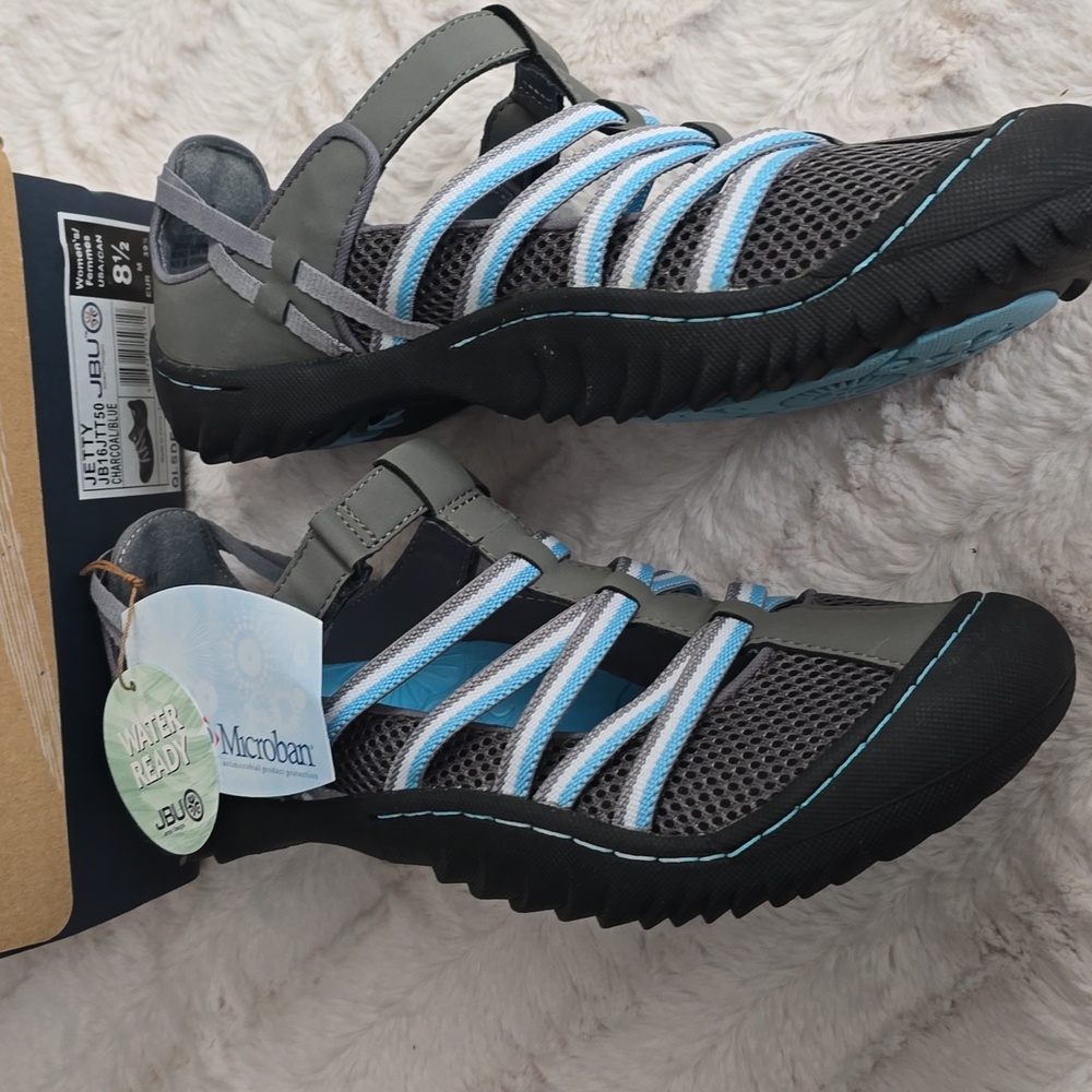 JBU Women's Athletic Shoes - Gray and Blue - Water Ready- NWT